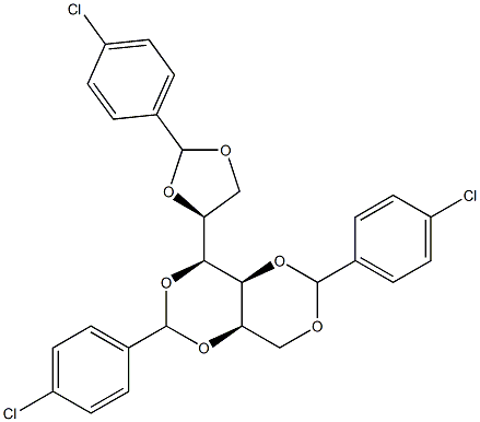 1-O,3-O:2-O,4-O:5-O,6-O-Tris(4-chlorobenzylidene)-L-glucitol,,结构式
