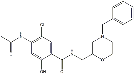 N-(4-Benzylmorpholin-2-ylmethyl)-4-(acetylamino)-5-chloro-2-hydroxybenzamide Structure