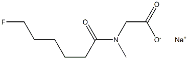 N-(6-フルオロヘキサノイル)-N-メチルグリシンナトリウム 化学構造式