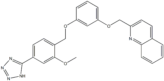 2-[3-[4-(1H-Tetrazol-5-yl)-2-methoxybenzyloxy]phenoxymethyl]quinoline 结构式