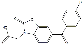 6-(4-クロロベンゾイル)-2-オキソ-3(2H)-ベンゾオキサゾール酢酸 化学構造式