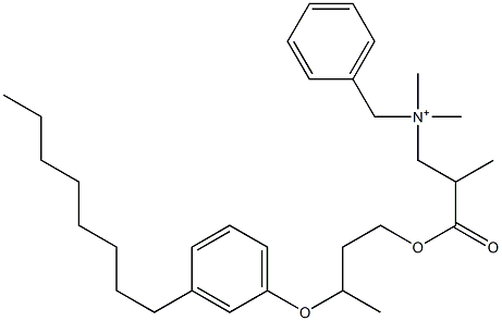 N,N-Dimethyl-N-benzyl-N-[2-[[3-(3-octylphenyloxy)butyl]oxycarbonyl]propyl]aminium Structure