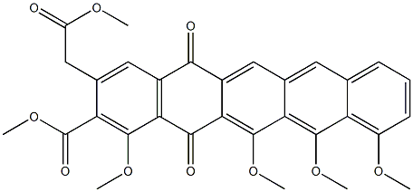 2-(Methoxycarbonyl)-3-[(methoxycarbonyl)methyl]-1,11,12,13-tetramethoxy-5,14-pentacenedione Struktur