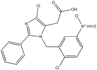 4-Chloro-1-(2-chloro-5-nitrobenzyl)-2-(phenyl)-1H-imidazole-5-acetic acid Struktur