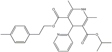 1,4-ジヒドロ-2,6-ジメチル-4-(2-ピリジル)ピリジン-3,5-ジカルボン酸3-イソプロピル5-(4-メチルフェネチル) 化学構造式