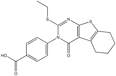 4-[[3,4-ジヒドロ-4-オキソ-2-(エチルチオ)-5,6-テトラメチレンチエノ[2,3-d]ピリミジン]-3-イル]安息香酸 化学構造式