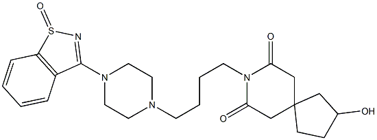 3-[4-[4-(2-Hydroxy-7,9-dioxo-8-azaspiro[4.5]decan-8-yl)butyl]-1-piperazinyl]-1,2-benzisothiazole 1-oxide,,结构式