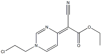 4-[Cyano(ethoxycarbonyl)methylene]-1,4-dihydro-1-(2-chloroethyl)pyrimidine Struktur