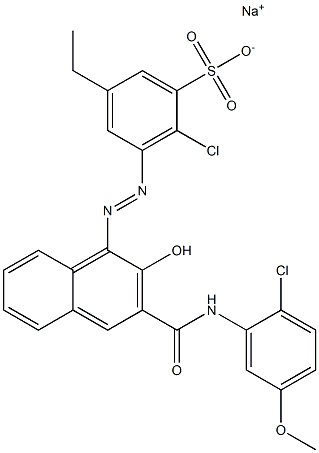 2-クロロ-5-エチル-3-[[3-[[(2-クロロ-5-メトキシフェニル)アミノ]カルボニル]-2-ヒドロキシ-1-ナフチル]アゾ]ベンゼンスルホン酸ナトリウム 化学構造式