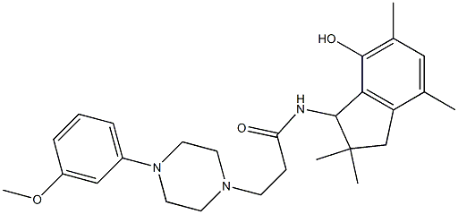 2,3-Dihydro-3-[3-[4-(3-methoxyphenyl)-1-piperazinyl]propanoylamino]-2,2,5,7-tetramethyl-1H-inden-4-ol Struktur