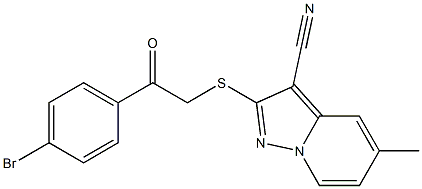 2-[[(4-Bromophenylcarbonyl)methyl]thio]-5-methyl-pyrazolo[1,5-a]pyridine-3-carbonitrile Structure