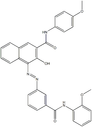 4-[[3-[[(2-メトキシフェニル)アミノ]カルボニル]フェニル]アゾ]-3-ヒドロキシ-N-(4-メトキシフェニル)-2-ナフタレンカルボアミド 化学構造式