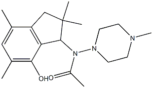 2,3-ジヒドロ-3-[(4-メチル-1-ピペラジニル)アセチルアミノ]-2,2,5,7-テトラメチル-1H-インデン-4-オール 化学構造式