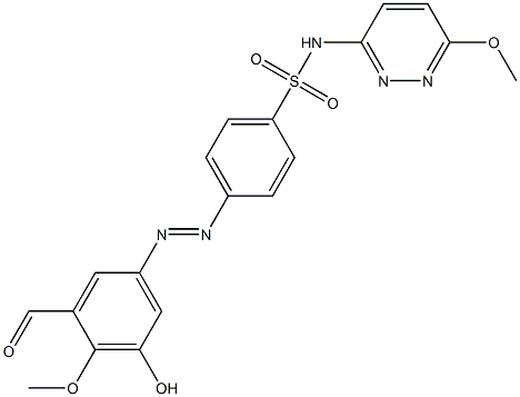 2-Methoxy-3-hydroxy-5-[4-[(6-methoxypyridazin-3-yl)aminosulfonyl]phenylazo]benzaldehyde Struktur