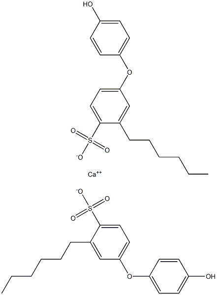 ビス(4'-ヒドロキシ-3-ヘキシル[オキシビスベンゼン]-4-スルホン酸)カルシウム 化学構造式