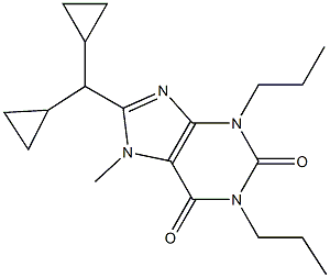 8-Dicyclopropylmethyl-1,3-dipropyl-7-methylxanthine Struktur