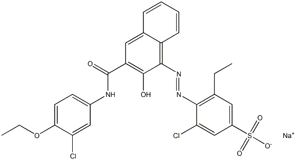 3-Chloro-5-ethyl-4-[[3-[[(3-chloro-4-ethoxyphenyl)amino]carbonyl]-2-hydroxy-1-naphtyl]azo]benzenesulfonic acid sodium salt Structure