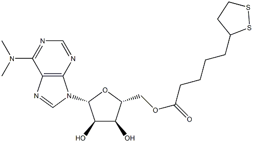 N,N-Dimethyl-5'-O-[5-(1,2-dithiolan-3-yl)valeryl]adenosine,,结构式