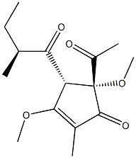 (4S,5R)-5-Acetyl-3,5-dimethoxy-2-methyl-4-[(2S)-2-methylbutanoyl]-2-cyclopenten-1-one Struktur