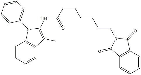 N-(1-Phenyl-3-methyl-1H-indol-2-yl)-7-(1,3-dioxoisoindolin-2-yl)heptanamide 结构式