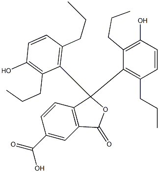 1,3-ジヒドロ-1,1-ビス(3-ヒドロキシ-2,6-ジプロピルフェニル)-3-オキソイソベンゾフラン-5-カルボン酸 化学構造式