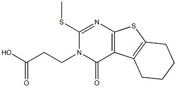3-[[3,4-ジヒドロ-4-オキソ-2-(メチルチオ)-5,6-テトラメチレンチエノ[2,3-d]ピリミジン]-3-イル]プロピオン酸 化学構造式