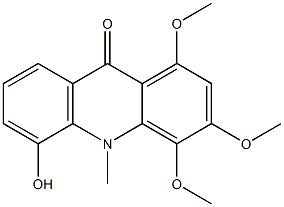 5-Hydroxy-1,3,4-trimethoxy-10-methylacridin-9(10H)-one Struktur