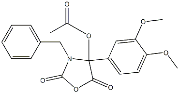 4-Acetoxy-3-benzyl-4-(3,4-dimethoxyphenyl)oxazolidine-2,5-dione 结构式