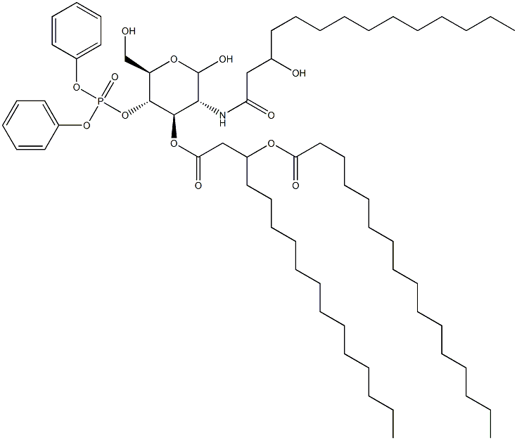 4-O-(Diphenoxyphosphinyl)-3-O-[3-(palmitoyloxy)palmitoyl]-2-[(3-hydroxymyristoyl)amino]-2-deoxy-D-glucopyranose Structure
