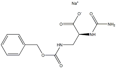 (-)-3-[[(ベンジルオキシ)カルボニル]アミノ]-N-カルバモイル-L-アラニンナトリウム 化学構造式