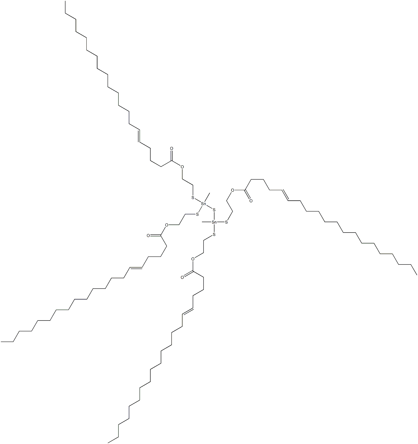 Bis[methylbis[[2-(4-nonadecenylcarbonyloxy)ethyl]thio]stannyl] sulfide 结构式