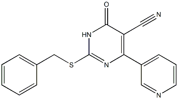 6-(3-ピリジニル)-5-シアノ-2-ベンジルチオピリミジン-4(3H)-オン 化学構造式