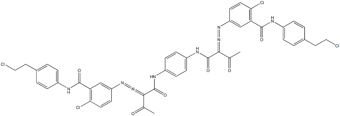 3,3'-[1,4-Phenylenebis[iminocarbonyl(acetylmethylene)azo]]bis[N-[4-(2-chloroethyl)phenyl]-6-chlorobenzamide],,结构式