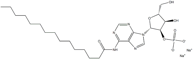 N-Pentadecanoyladenosine-2'-phosphoric acid disodium salt Structure