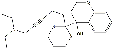 2,3-Dihydro-4-[2-(5-diethylamino-3-pentynyl)-1,3-dithian-2-yl]-4H-1-benzopyran-4-ol,,结构式
