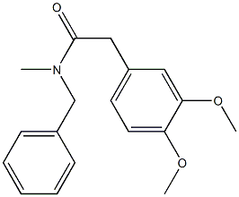 N-メチル-N-(ベンジル)-2-(3,4-ジメトキシフェニル)アセトアミド 化学構造式