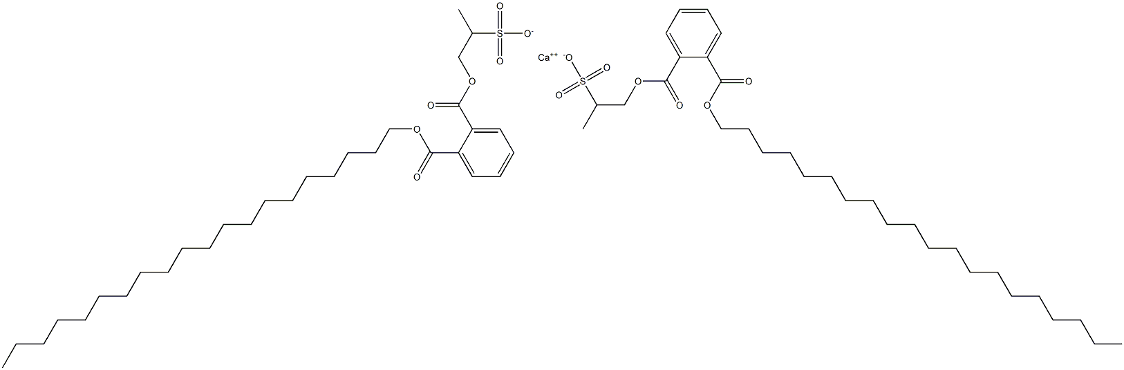 ビス[1-[(2-イコシルオキシカルボニルフェニル)カルボニルオキシ]プロパン-2-スルホン酸]カルシウム 化学構造式