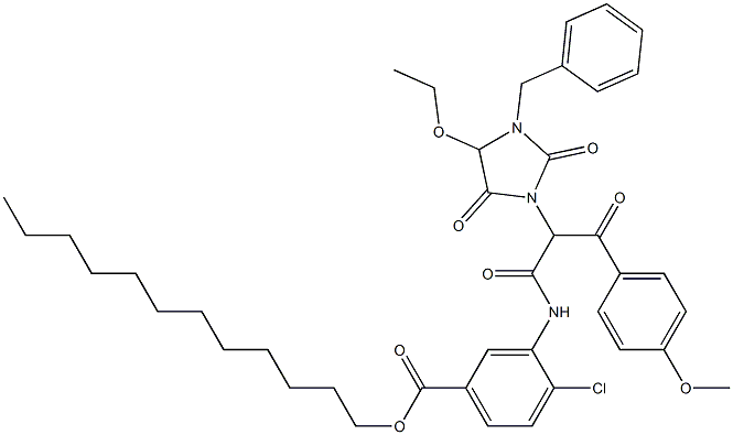 2-(1-Benzyl-5-ethoxy-2,4-dioxoimidazolidin-3-yl)-2'-chloro-5'-dodecyloxycarbonyl-2-(4-methoxybenzoyl)acetanilide|