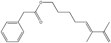 フェニル酢酸6,7-ジメチル-5,7-オクタジエニル 化学構造式