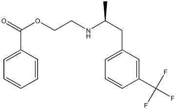 2-[[(S)-1-メチル-2-[3-(トリフルオロメチル)フェニル]エチル]アミノ]エタノールベンゾアート 化学構造式