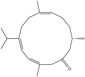 (3Z,5Z,9E,13S)-3,9,13-Trimethyl-6-isopropylcyclotetradeca-3,5,9-trien-1-one Struktur