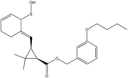 (1R,3S)-2,2-ジメチル-3-[[(3E)-2,3,4,5-テトラヒドロ-2-オキソチオフェン]-3-イリデンメチル]シクロプロパン-1-カルボン酸-3-ブトキシベンジル 化学構造式
