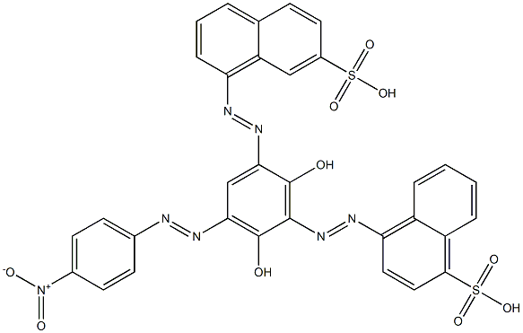 4-[[2,6-ジヒドロキシ-3-[(4-ニトロフェニル)アゾ]-5-[(7-スルホ-1-ナフタレニル)アゾ]フェニル]アゾ]-1-ナフタレンスルホン酸 化学構造式