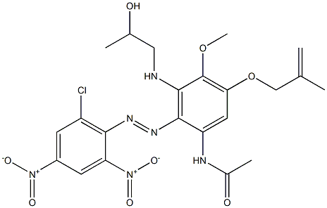 N-[2-(6-クロロ-2,4-ジニトロフェニルアゾ)-3-(2-ヒドロキシプロピルアミノ)-4-メトキシ-5-(2-メチル-2-プロペニルオキシ)フェニル]アセトアミド 化学構造式