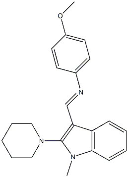 1-Methyl-3-[[(4-methoxyphenyl)imino]methyl]-2-piperidino-1H-indole Structure