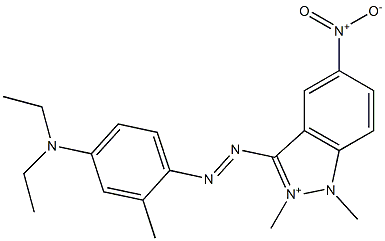 3-[4-(Diethylamino)-2-methylphenylazo]-1,2-dimethyl-5-nitro-1H-indazol-2-ium,,结构式