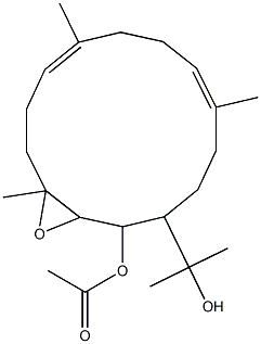 酢酸(6E,10E)-2,3-エポキシ-14-(1-ヒドロキシ-1-メチルエチル)-3,7,11-トリメチル-6,10-シクロテトラデカジエン-1-イル 化学構造式