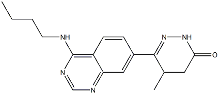 4,5-ジヒドロ-5-メチル-6-(4-ブチルアミノキナゾリン-7-イル)ピリダジン-3(2H)-オン 化学構造式