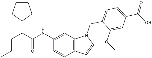 4-[6-(2-Cyclopentylpentanoyl)amino-1H-indol-1-ylmethyl]-3-methoxybenzoic acid Struktur
