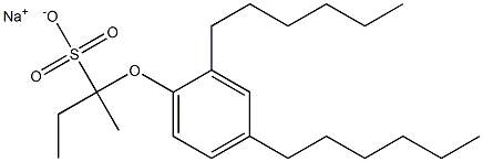 2-(2,4-ジヘキシルフェノキシ)ブタン-2-スルホン酸ナトリウム 化学構造式